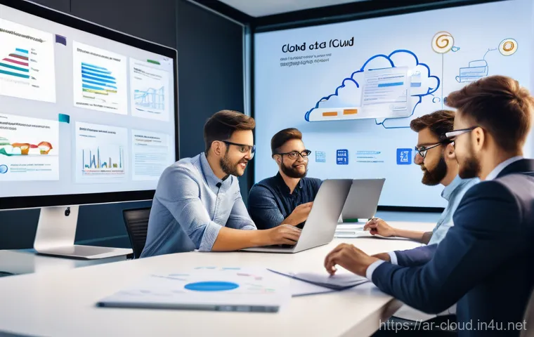 클라우드 컴퓨팅 연봉 협상 전략 - **Prompt 1: Cloud Architecture & Innovation**
A vibrant, professional scene depicting a diverse ...