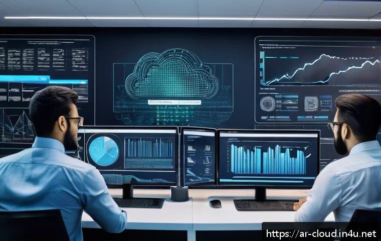 클라우드 서비스 제공업체 선택 기준 - A modern digital workspace featuring an Arabic-speaking IT professional analyzing cloud service data...